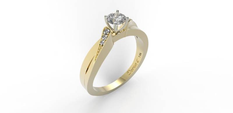 14Kt Gelbgold Diamant Verlobungsring Art Deco Versprechensring von DoronJewelry