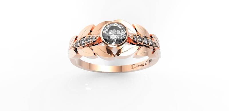 Blätter Diamant Verlobungsring 14Kt Rosegold Heirloom von DoronJewelry