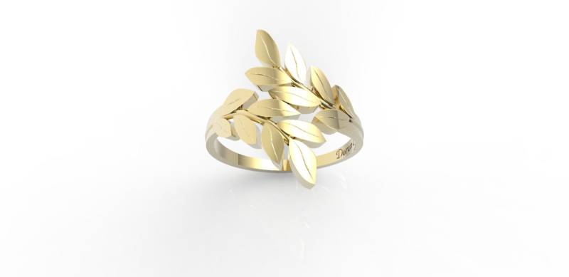 Blätter Ring, 14K Gelbgold Jahrestag Ring von DoronJewelry