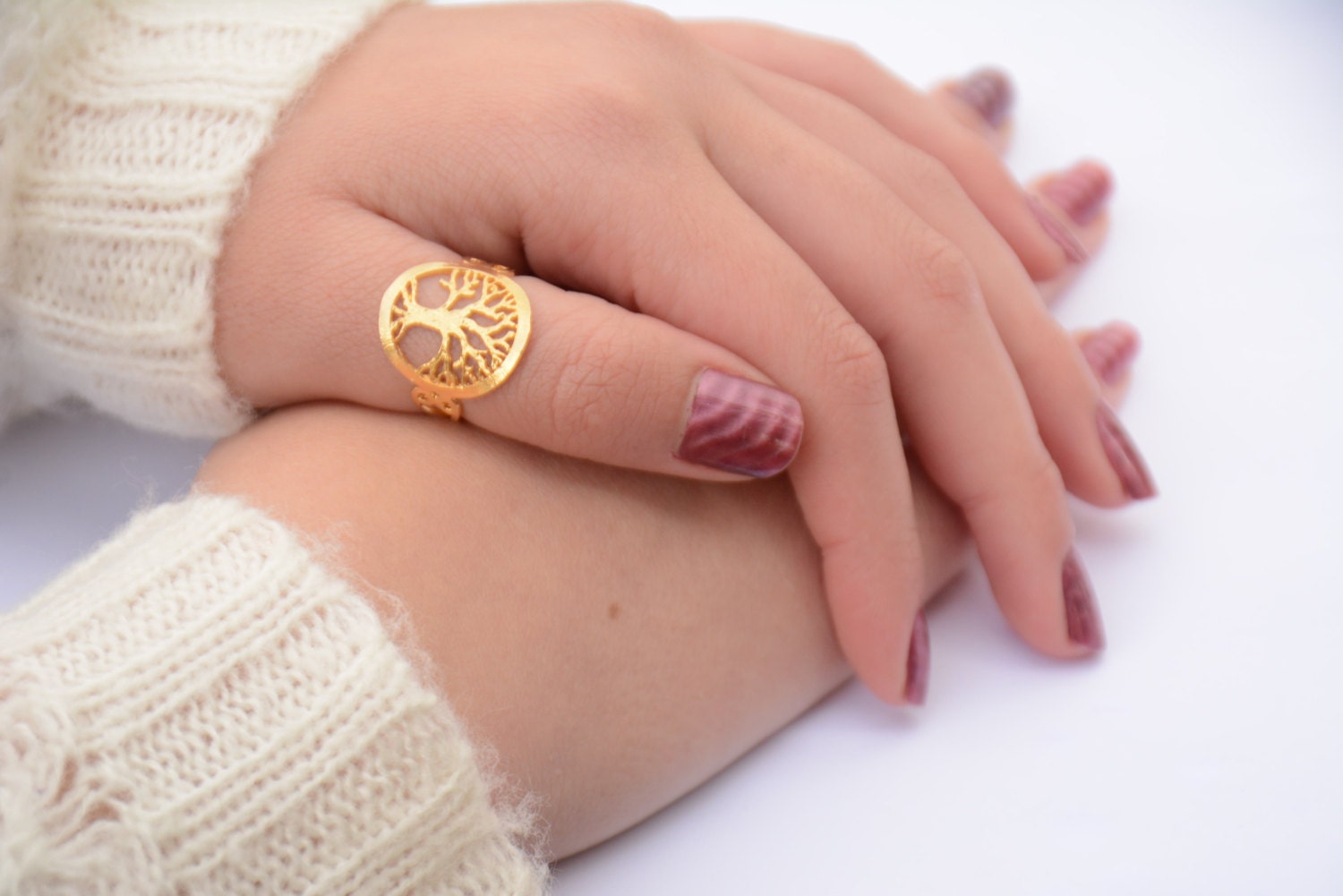 Gold Baum Des Lebens Ring Zierlicher Daumenring von DoronJewelry
