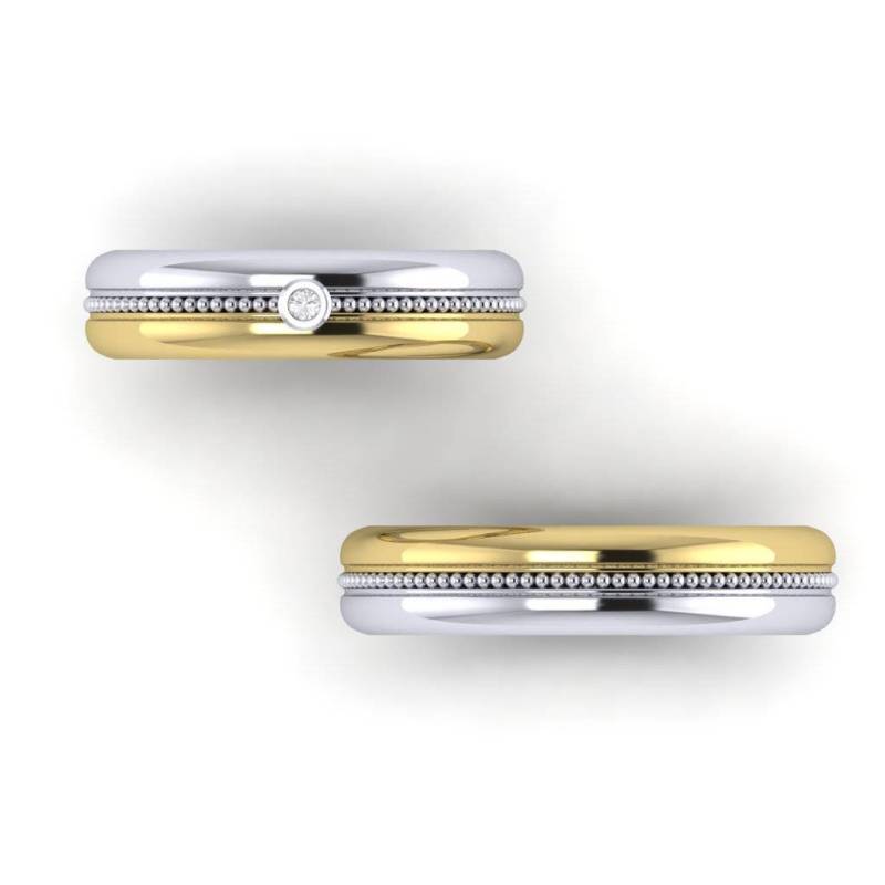 Gold Trauring Set Zweifarbige Ringe Aus Massivgold von DoronJewelry