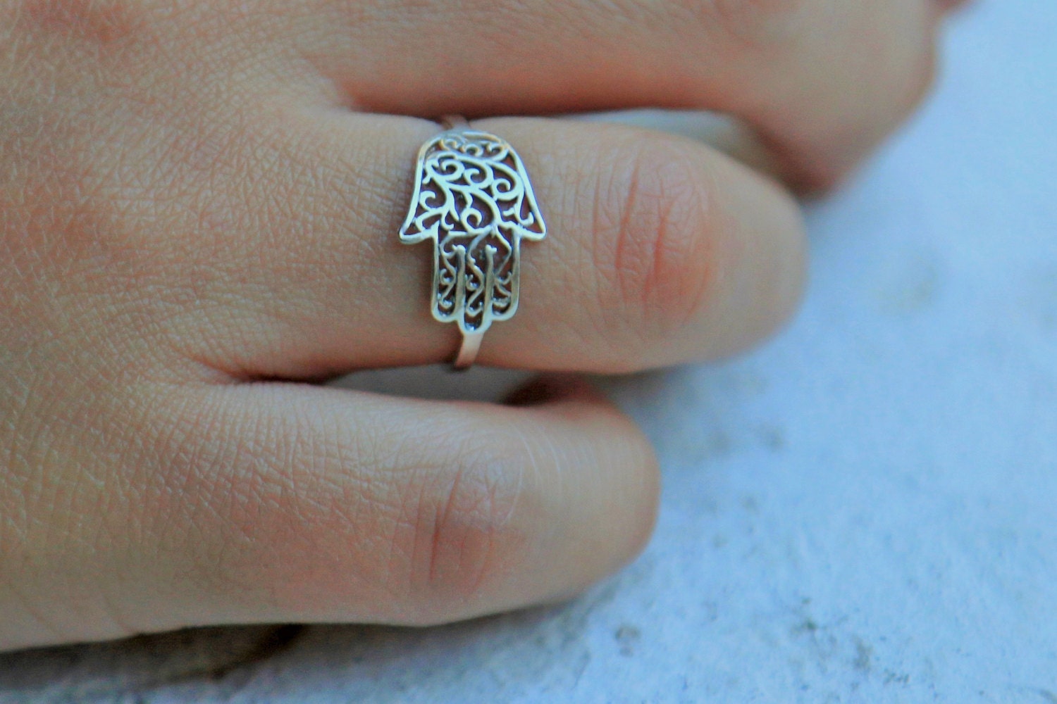 Hamsa Ring Aus Sterlingsilber Filigraner Hand Gottes von DoronJewelry