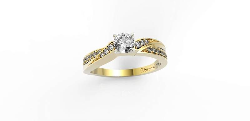 Handgemachter 14K Gelbgold Diamant Verlobungsring Si1 Klarheit von DoronJewelry