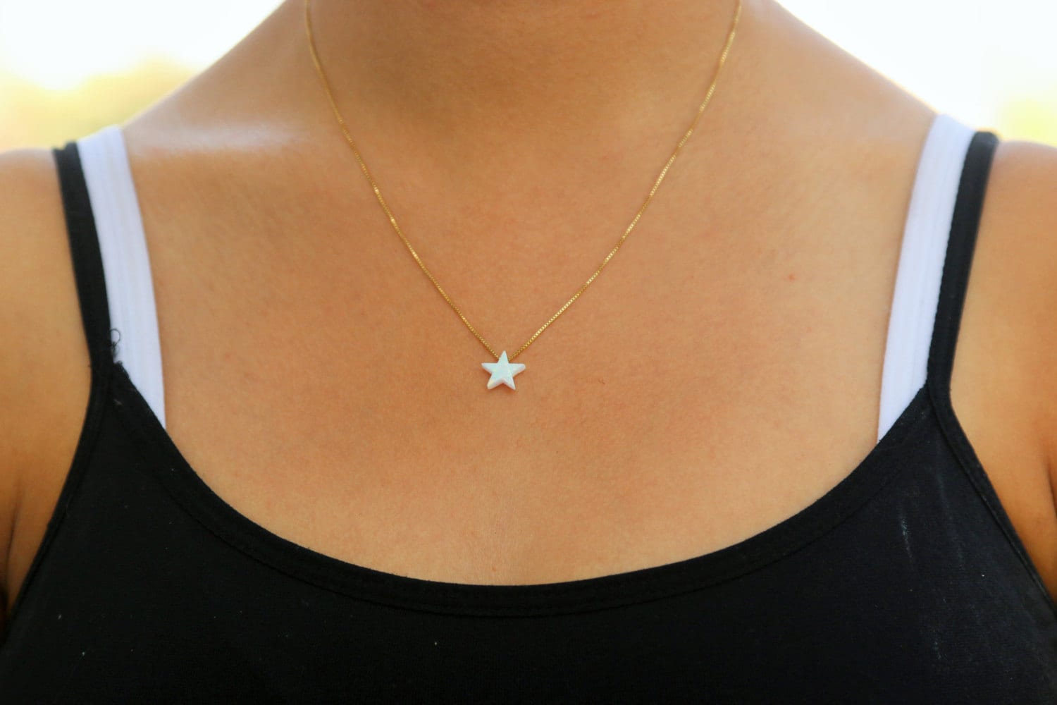 Opal Stern Halskette 14K Gold Filled Kette von DoronJewelry