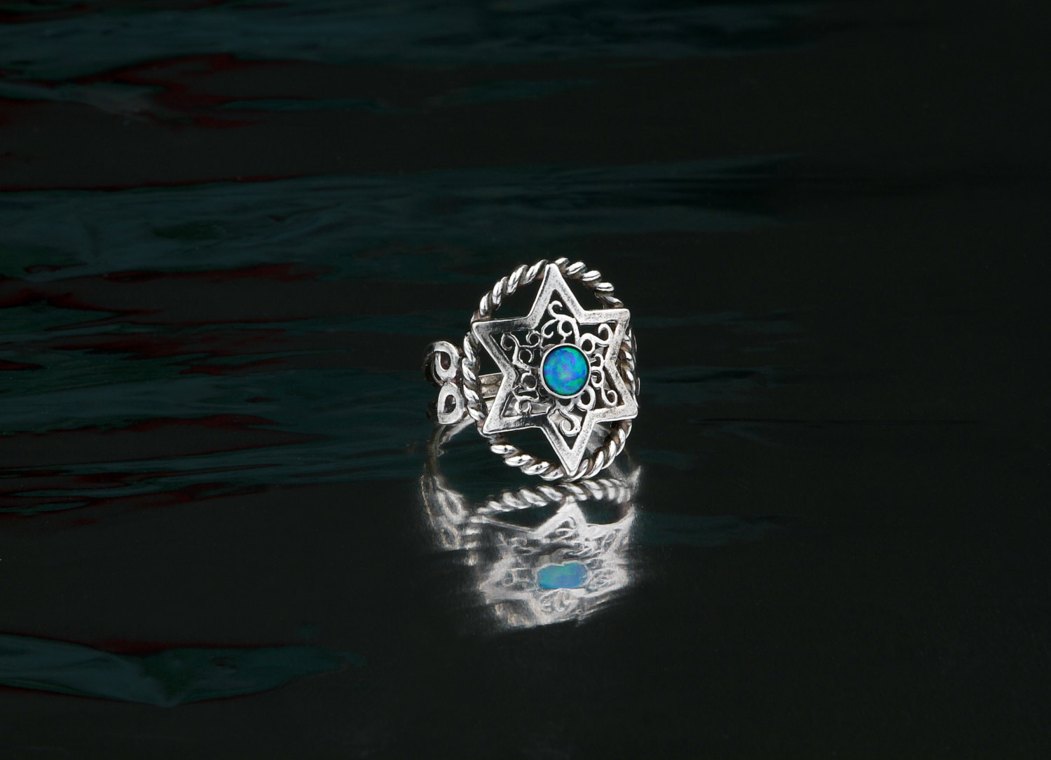 sterling Silber Davidstern Ring Handgemachte Opal Magenta von DoronJewelry