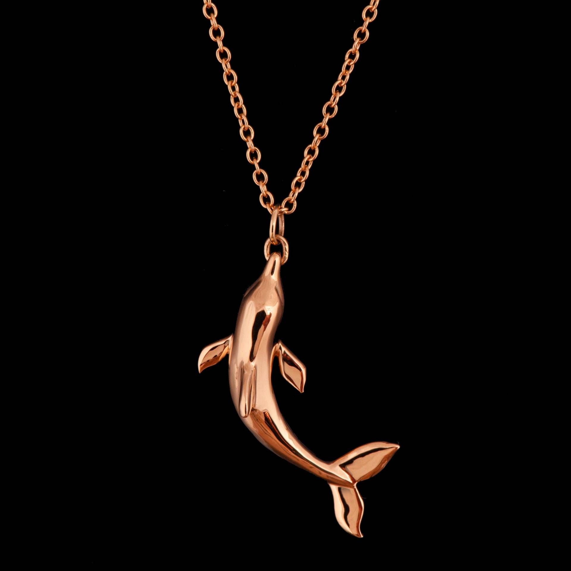 Delfin Anhänger, 18K Rosegold Gold Halskette, Goldfisch Meereskette, Seeanhänger, Pisces von DoronMeravWeddings