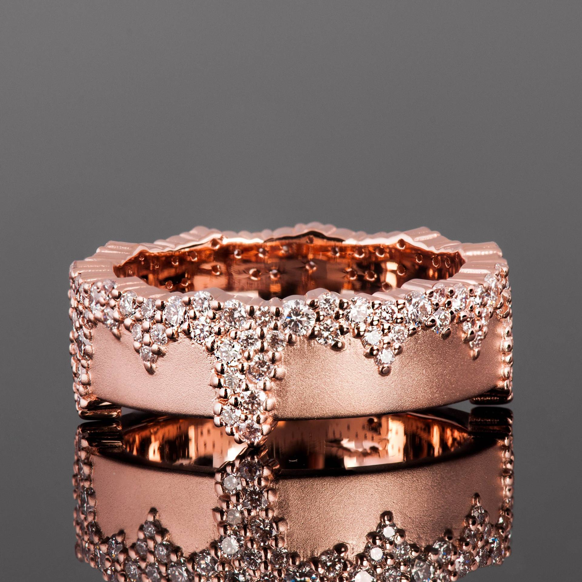 Geschmolzener Schnee Ring, Massiver 18K Rosegold Multi-stein Diamantring Aus Gold von DoronMeravWeddings