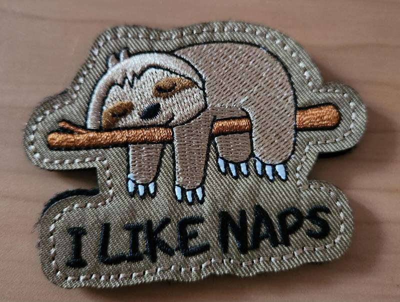 Aufnäher "I Like Naps" - Faultier Patch Mit Klett von DorosHandmadeShop