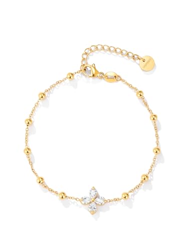 Dorosé Armband aus 316L Edelstahl 18k vergoldet Nickelfrei Wasserfester Feingliedrige Armkette aus Edelstahl Größenverstellbare Gliederkette 20cm Gold von Dorosé