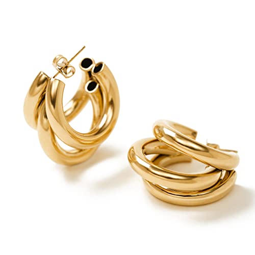 Dorosé Premium Ohrringe Damen Ohrringe Creolen aus Chirurgenstahl 18K vergoldet - Sehr Hautverträgliche & Wasserfeste Ohrstecker in Gold von Dorosé