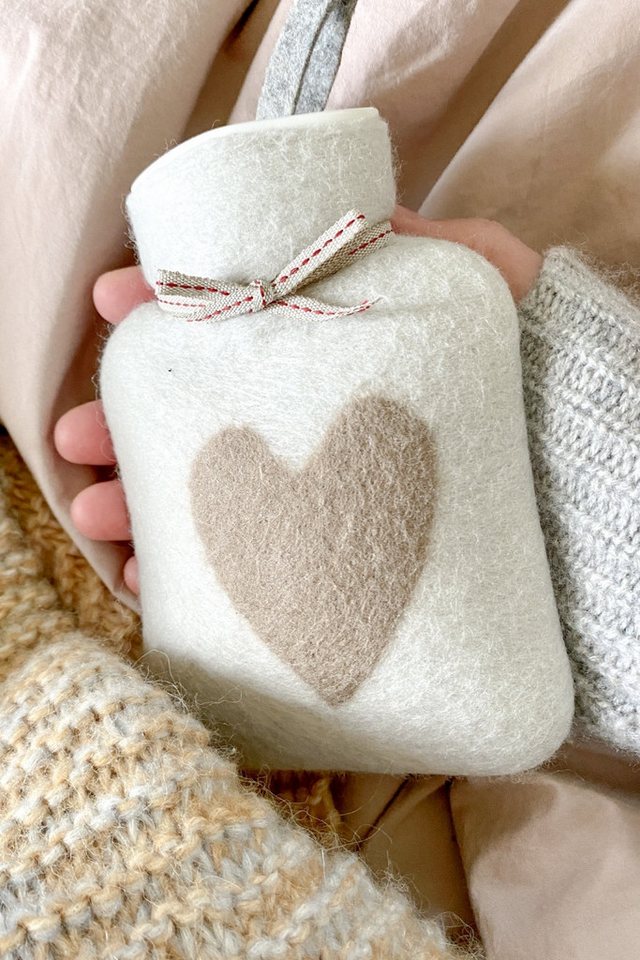 Dorothee Lehnen Wärmflasche Mini-Wärmflasche - HERZ - mango, nebel, weiß/beige von Dorothee Lehnen