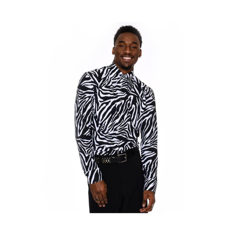 Herren Zebra Print Langarm Button Down Stretch Jersey 70Er Jahre Vintage Hemd Größe Xs Bis 3Xl von DorothyZudora