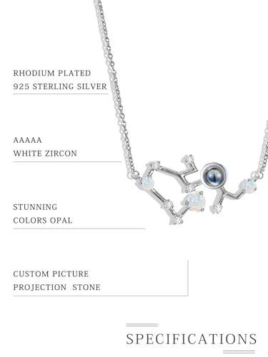 Dorunmo 925 Sterling Silber 12 Sternzeichen Personalisierte Foto ich liebe dich Halskette 100 Sprachen Projektion Anhänger Schmuck Freundin Frau Beste Freundin Halskette von Dorunmo