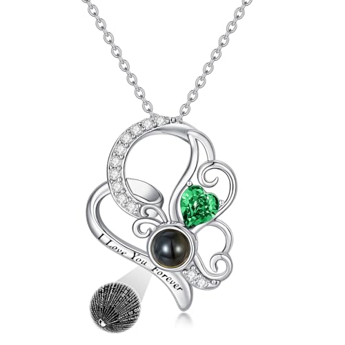 Dorunmo 925 Sterling Silber Ich liebe dich 100 Sprachen Projektion Halskette Schmetterling Anhänger Geburtstag Hochzeit Jahrestag Graduierung Saison Weihnachten Geschenk Damen Halskette Schmuck von Dorunmo
