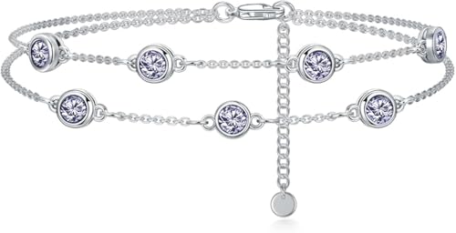 Dorunmo Doppelschichtige runde Geburtsstein-Fußkette von Dorunmo