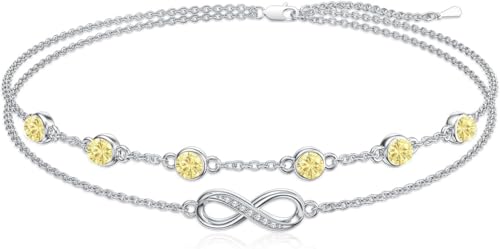 Dorunmo Infinity-Geburtsstein-Charm-Gliederarmbänder/-Fußkettchen für Frauen aus925erSterlingsilber,verstellbar,JahrestagGeburtstagsgeschenke,Schmuckgeschenk für Mama, Frauen, Ehefrauen Freundinnen Dorunmo Infinity-Geburtsstein-Charm-Gliederarmbänder/-Fußkettchen für Frauen aus925erSterlingsilber,verstellbar,JahrestagGeburtstagsgeschenke,Schmuckgeschenk für Mama, Frauen, Ehefrauen Freundinnen von Dorunmo