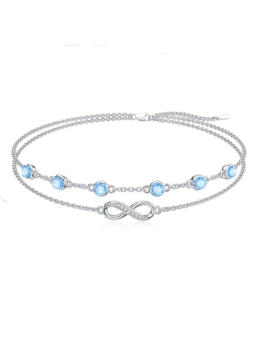 Dorunmo Infinity-Geburtsstein-Charm-Gliederarmbänder/-Fußkettchen für Frauen aus925erSterlingsilber,verstellbar,JahrestagGeburtstagsgeschenke,Schmuckgeschenk für Mama, Frauen, Ehefrauen Freundinnen Dorunmo Infinity-Geburtsstein-Charm-Gliederarmbänder/-Fußkettchen für Frauen aus925erSterlingsilber,verstellbar,JahrestagGeburtstagsgeschenke,Schmuckgeschenk für Mama, Frauen, Ehefrauen Freundinnen von Dorunmo