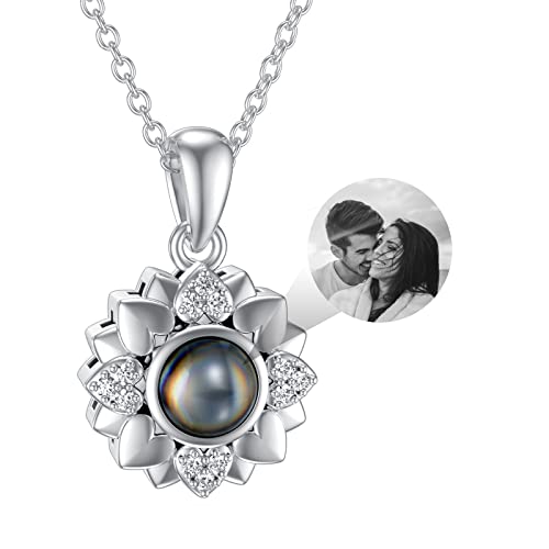 Dorunmo Personalisierte Projektion Bild Anhänger 925 Sterling Silber Halskette Anhänger Geburtstag Jubiläumsgeschenke für Sie/Frauen/Freundin/Mutter Schmuck(Silber) von Dorunmo