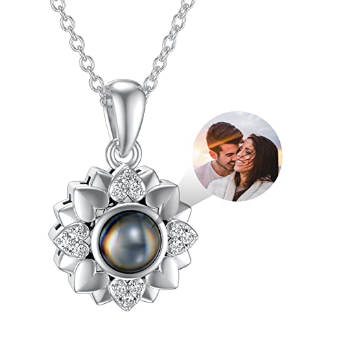 Dorunmo Personalisierte Projektion Bild Anhänger 925 Sterling Silber Halskette Kette mit Foto Bild Anhänger Geburtstag Jubiläumsgeschenke für Sie/Frauen/Freundin/Mutter Schmuck(Silber) von Dorunmo