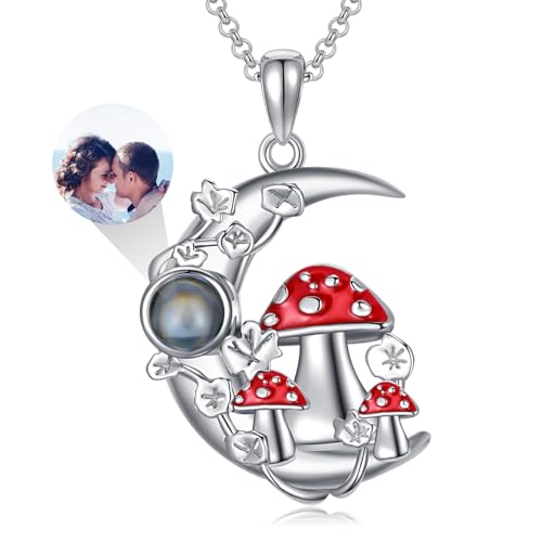 Dorunmo Personalisierte Projektion Bild Anhänger 925 Sterling Silber Mond Halskette Kette Halskette Anhänger Geburtstag Weihnachten Schmuck Geschenke für Frauen/Freundin/Mutter von Dorunmo