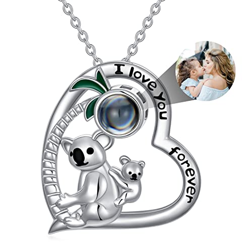 Dorunmo Personalisierte Projektion Bild Anhänger Koalas Halskette 925 Sterling Silber Halskette Kette mit Foto Bild Anhänger für Sie/Frauen/Freundin/Mutter Schmuck von Dorunmo