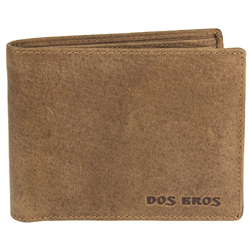 Dos Bros Hunter Leder Geldbörse Portemonnaie Geldbeutel Brieftasche mit Geschenkbox DB-002, Farbe:Hellbraun von Dos Bros