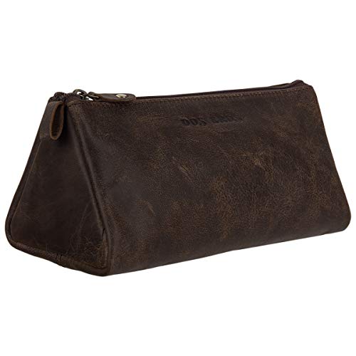 Dos Bros Leder Mäppchen Schlampermäppchen Federmäppchen Schulmäppchen Pencil Case Stift Etui XL Triangle DB-025-25 von Dos Bros