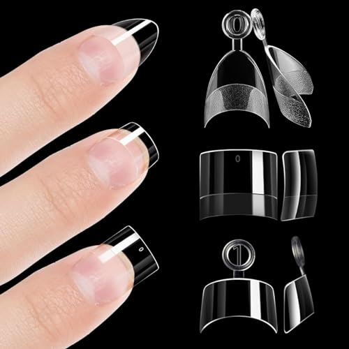 360 Stück Nagelspitzen-Set – Kurze Mandel, Quadrat & Stiletto Halbabdeckung Nagelverlängerungen, 12 Größen Klar Matte Kunstnägel mit Aufbewahrungsbox, Acryl Nail Art Tipps für Frauen DIY von Dosanjh