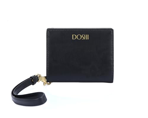 DOSHI - Vegane Mini Geldbörse für Damen - RFID Schutz Vegan Leder Geldbörse mit Kartenfächern - Vegan Slim Mini Wallet, Schwarz, Mini, Vegane Mini-Geldbörse von Doshi