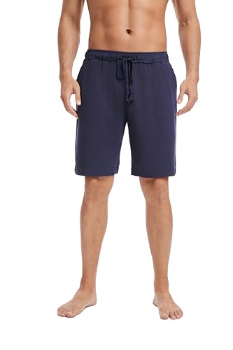 Dosieyeo Herren Shorts aus Leinen Leichte Luftige Kurze Hose mit Gummibund Locker Sommershorts für Strandurlaub Navyblau,M von Dosieyeo