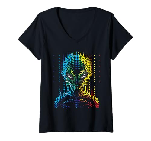 Damen Dot Day Alien Lover Herren Damen Kinder Jugendliche T-Shirt mit V-Ausschnitt von Dot Day Alien Tees