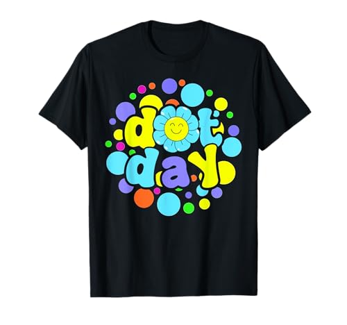 Happy Dot Day Niedliche Blumen Groovy Frauen Lehrer Kinder Mädchen T-Shirt Happy Dot Day Niedliche Blumen Groovy Frauen Lehrer Kinder Mädchen T-Shirt von Dot Day Kids Teachers Outfit-Funny Dot Day Clothes