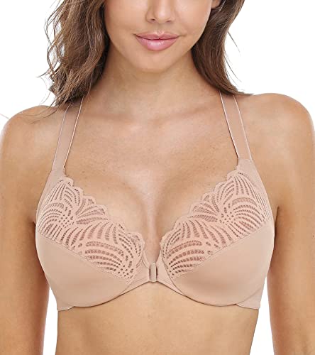 DotVol Damen BH Vollschalen Ungepolster Bügel BH Floraler Spitze BH Soft Cup Große Größen(Beige,100D) von DotVol