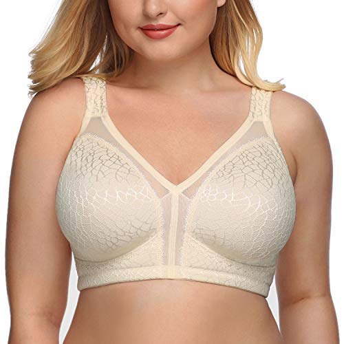 DotVol Damen Bügellos Komfort Minimizer BH Ohne Bügel Große Größen Vollschalen Unterwäsche (105D, Beige) von DotVol