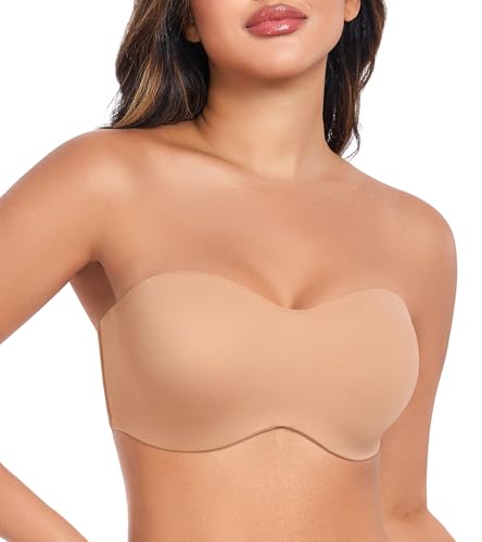 DotVol Damen Große Größen Bügel Ungepolstert Bandeau Trägerloser Multiway Minimizer BH(Pekannuss, 80F) von DotVol