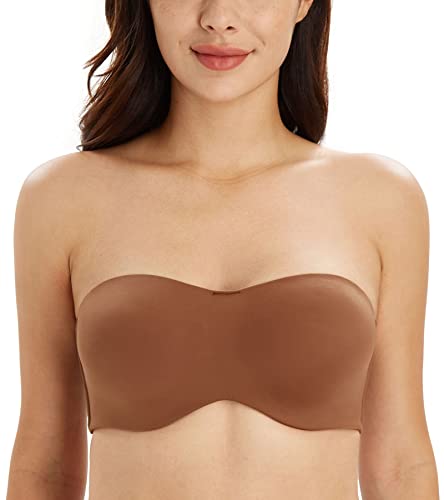 DotVol Damen Große Größen Bügel Ungepolstert Bandeau Trägerloser Multiway Minimizer BH(Schokolade, 100C) von DotVol