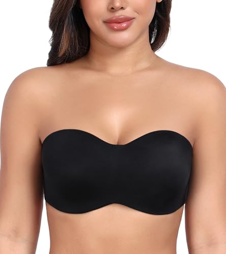 DotVol Damen Große Größen Bügel Ungepolstert Bandeau Trägerloser Multiway Minimizer BH(Schwarz, 75F) von DotVol