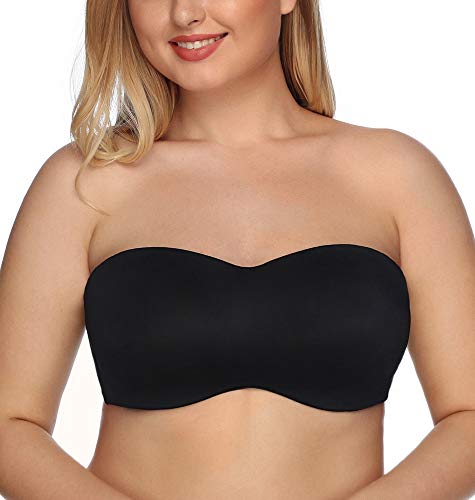 DotVol Damen Große Größen Bügel Ungepolstert Bandeau Trägerloser Multiway Minimizer BH(Schwarz, 85D) von DotVol