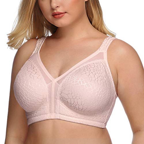 DotVol Damen Komfort Vollschalen Minimizer BH Bügellos Ohne Bügel Große Größen Unterwäsche(100G,Rosa) von DotVol