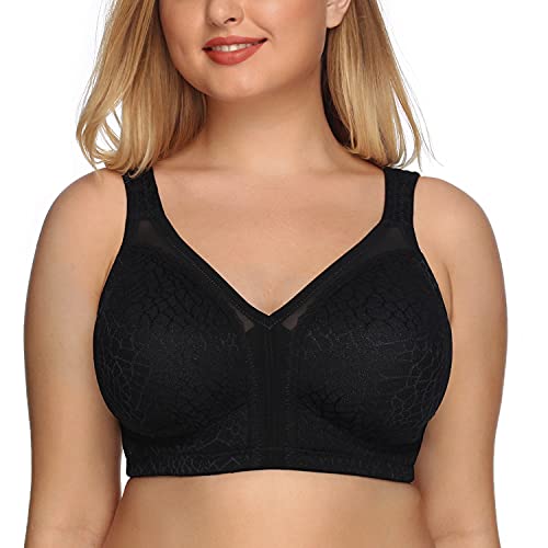 DotVol Damen Komfort Vollschalen Minimizer BH Bügellos Ohne Bügel Große Größen Unterwäsche (100C, Schwarz) von DotVol