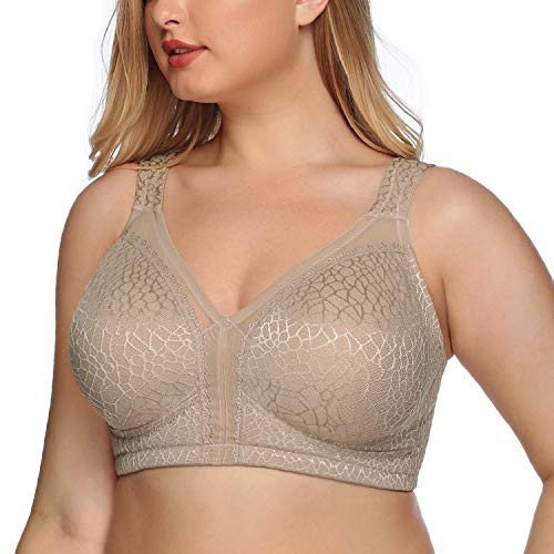 DotVol Damen Komfort Vollschalen Minimizer BH Bügellos Ohne Bügel Große Größen Unterwäsche (105G, Braun) von DotVol