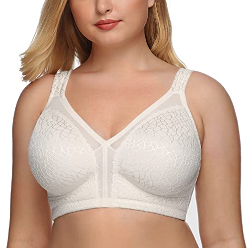 DotVol Damen Komort Vollschalen Minimizer BH Bügellos Ohne Bügel Große Größen Unterwäsche(85G,Weiß) von DotVol