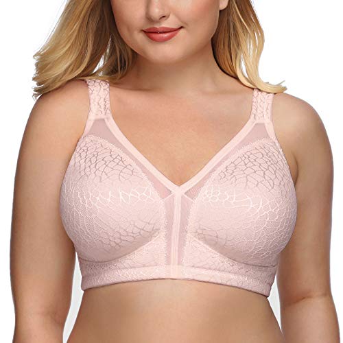DotVol Damen Komfort Vollschalen Minimizer BH Bügellos Ohne Bügel Große Größen Unterwäsche(95B,Rosa) von DotVol