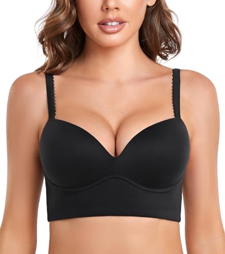 DotVol Damen Pullover Push Up BH ohne Bügel Bequemer gepolsterter Bra für Frauen Ohne Bügel Große Größen Unterwäsche Alltag BH(Schwarz, 70B) von DotVol