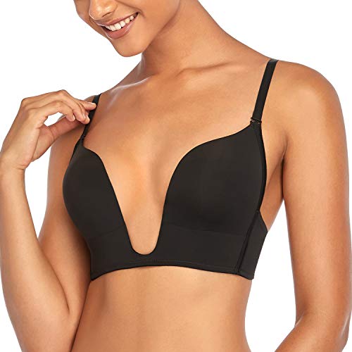 DotVol Damen Tief V-Ausschnitt Push up BH Convertible Bügelloser Multiway Bra(85B, Schwarz) von DotVol