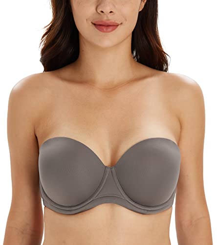 DotVol Damen Trägerloser BH Rückenfrei Ohne Träger Push Up Bra mit Geformte Cups für Abendkleider Ballkleider Brautkleider(70F,Grau) von DotVol