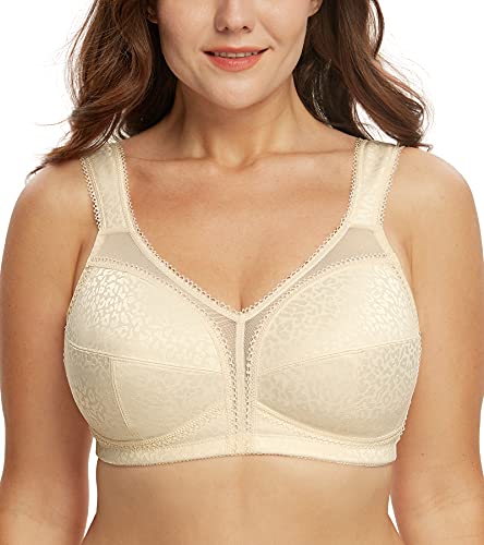 DotVol Damen Vollschalen Komfort Bügellos Jeden Tag Minimizer BH Große Größen(85G, Beige) von DotVol