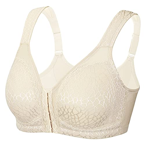 DotVol Damen Vollschalen Vorne Vershcluss Starker Halt Ohne Bügel Große Größen Funktioneller Minimizer BH(Nude,80D) von DotVol