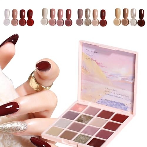 Dottduya Fester Nagelgellack, Creme-Gel-Nagellack - 16-Farben-Creme-Gel-Nagellack | Maniküre-Palette, winziger fester Nagel-Gel-Nagellack, Kleber für Frauen und Mädchen, Heimsalon von Dottduya