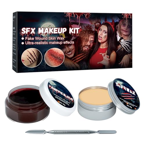 Dottduya Halloween Schmink Set | 2-in-1 Spezialeffekt Make-up Set für Halloween | Waschbare Körperbemalung für Wunden Zombie Rollenspiel Theater Fotoshooting Cosplay Erwachsene Dottduya Halloween Schmink Set | 2-in-1 Spezialeffekt Make-up Set für Halloween | Waschbare Körperbemalung für Wunden Zombie Rollenspiel Theater Fotoshooting Cosplay Erwachsene von Dottduya